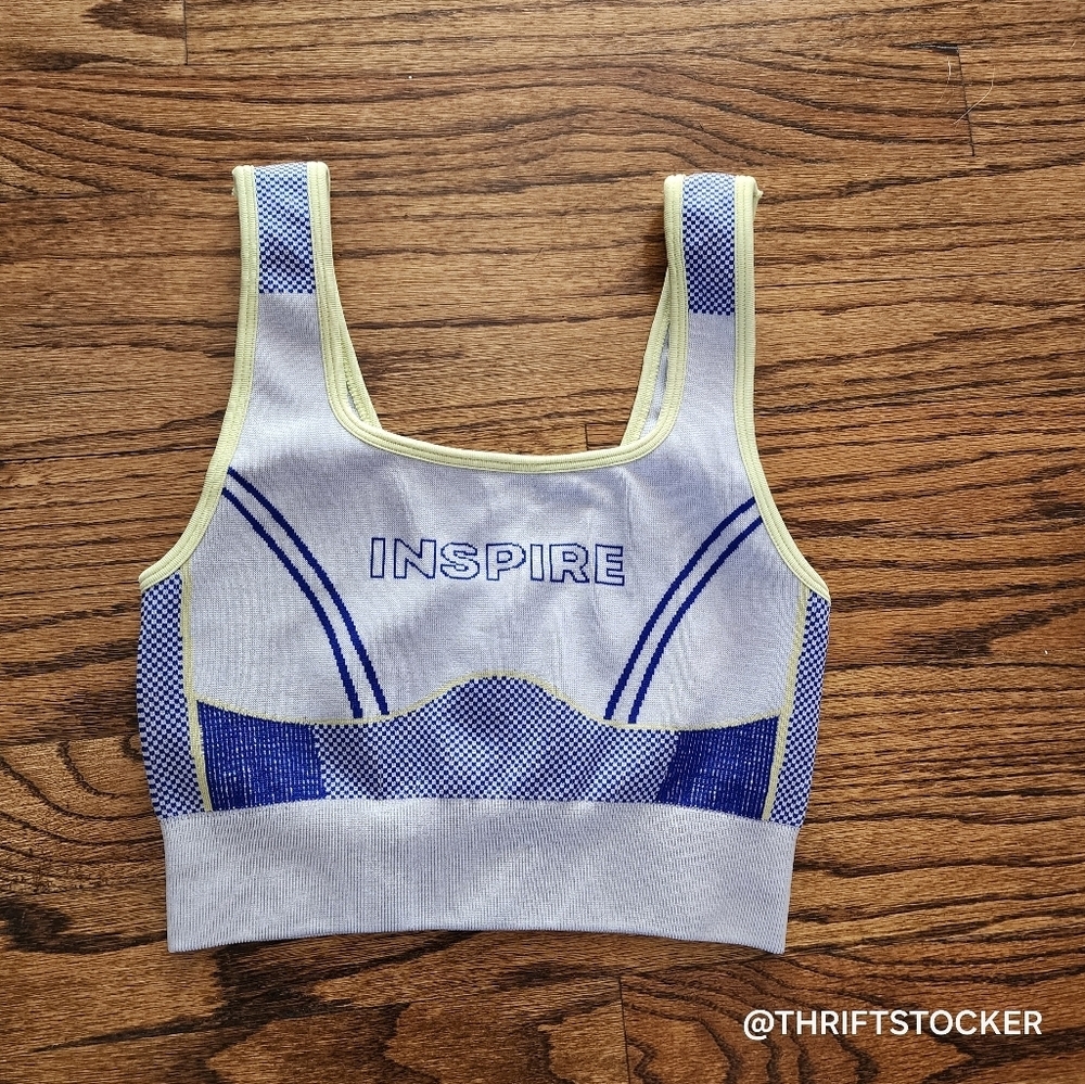 Fabletics Inspire Blue and grey Sports Bra